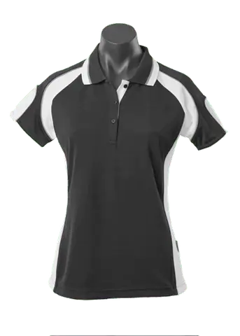 Aussie Pacific Ladies Murray Polo Shirt 2300 Casual Wear Aussie Pacific Black/White/Ashe 8